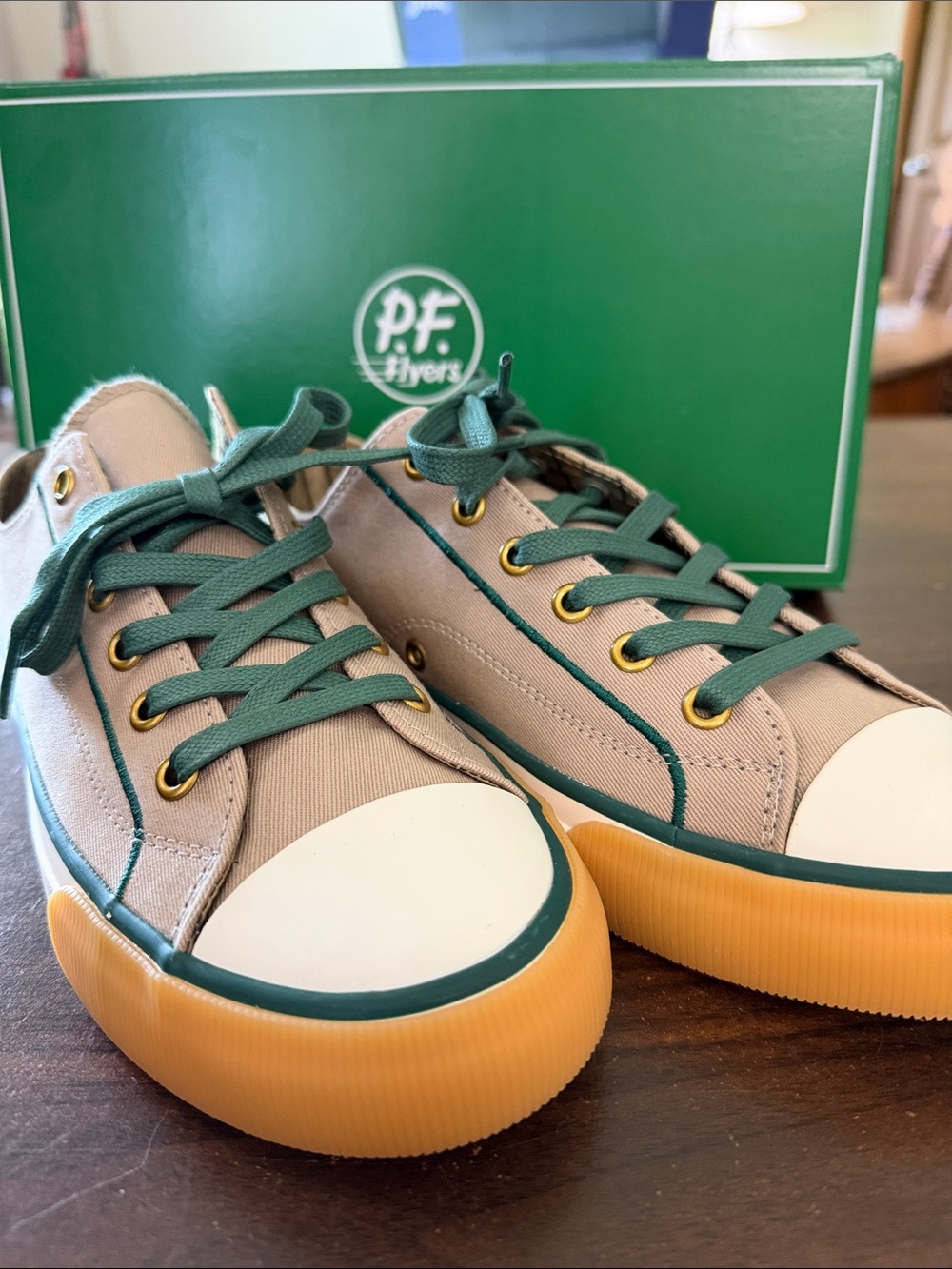 PF Flyers All-American Lo Sneakers Gray Green Mens 8 Womens 9.5 NIB Gum Street